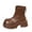 Brown, variant on KEGIRLOM Womenfashionable And Casual Winter Thick Soled Short Tube British Style Round Toe Versatile Comfortable Height Increasing Boots Brown 7.5