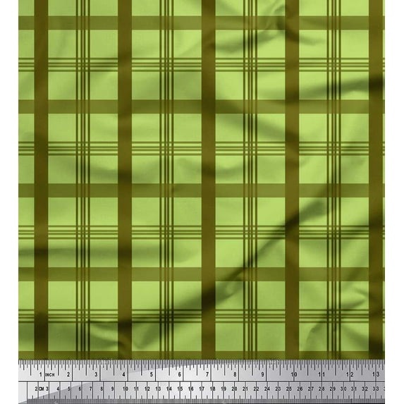 Soimoi Poly Georgette Fabric Check Check Printed Fabric 1 Yard 42 Inch Wide