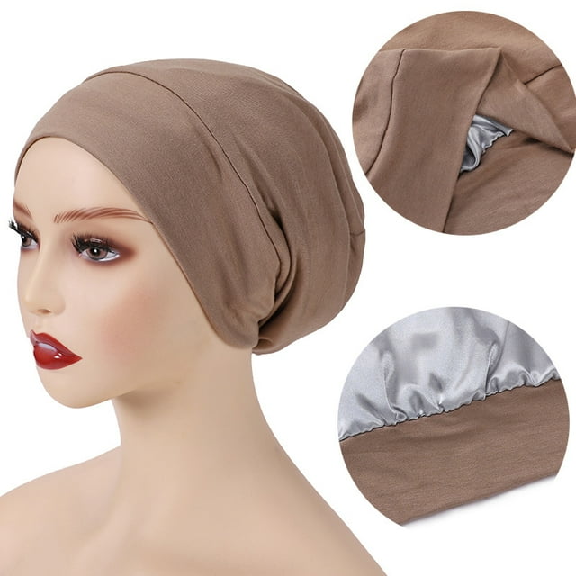 Cubierta suave para el cabello Gorro plisado con forro de satén Gorro de turbante ajustable Gorro de enfermera Gorro para cabello medio rizado Gorro de quimioterapia para hombres y mujeres