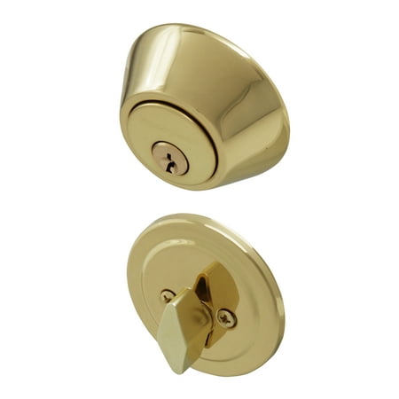 Honeywell Single Cylinder Deadbolt Door Lock, Polished Brass