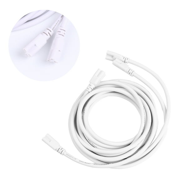 RENACLIPY White LED Tube Power Wire 2m 3-Prong Connector for LED Light Fixtures 2 Pieces