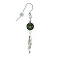 thumbnail image 4 of Beautiful Handmade Hammered Swirl Sterling Silver Beaded Earrings - Iridescent Green Crystal Pearl, 4 of 4