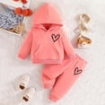 thumbnail image 2 of Girl Outfits Valentine's Day Long Sleeve Heart Print Hooded Tops Pants Outfits Clothes For Girls RD1, 2 of 4