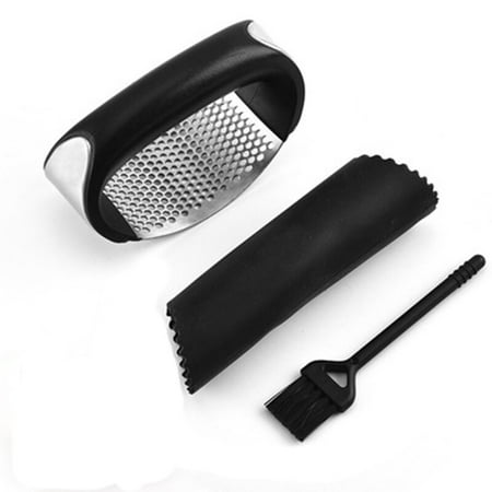 

Stainless Steel Garlic Press Handle Rocker Garlic Grinder Squeezer Slicer Mincer Chopper Silicone Tube Filler Cleaning