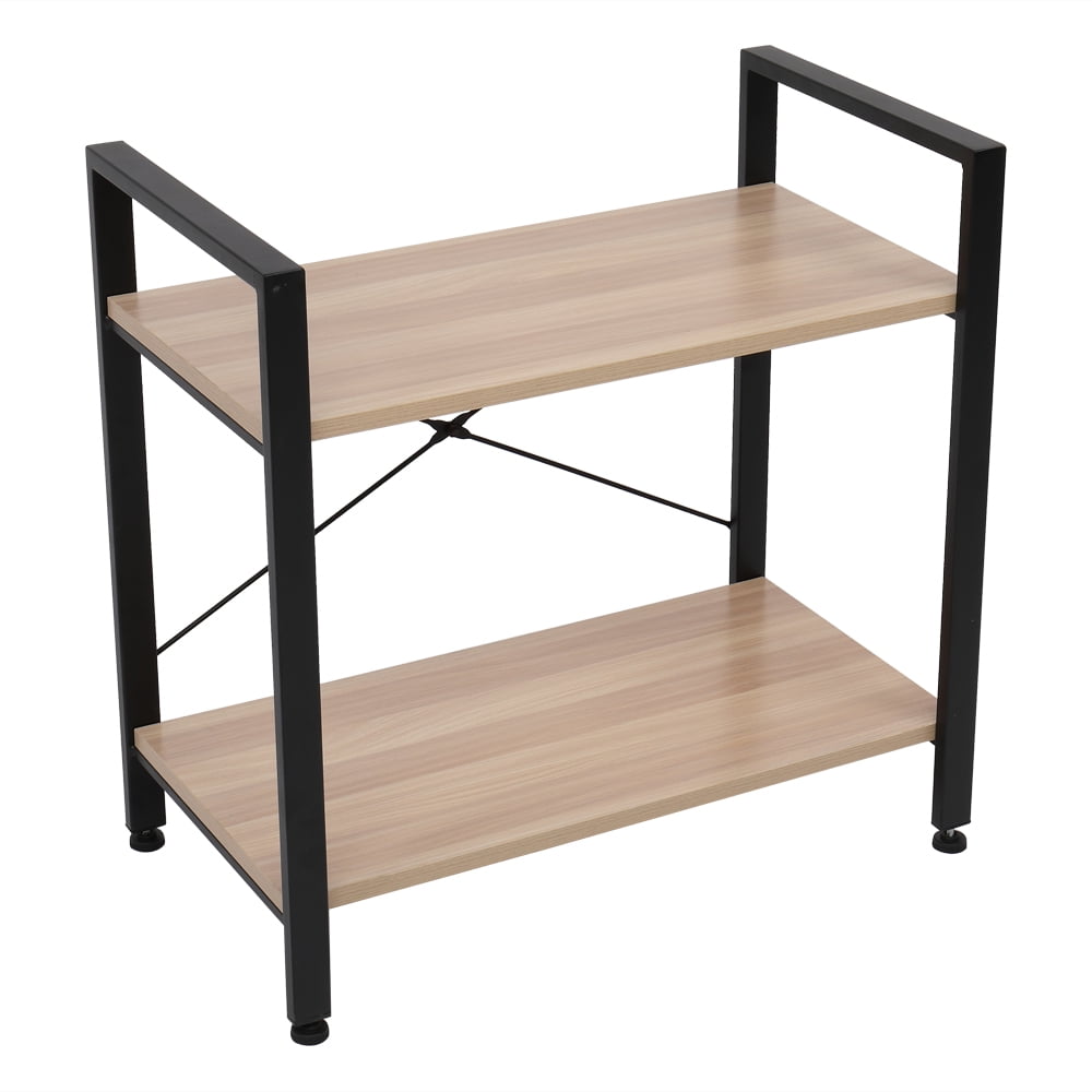 Kepooman 2-Tier Home Office Storage Bookshelf Shelf Display Rack for Bedroom Living Room, Oak
