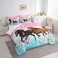 thumbnail image 3 of Homewish Galloping Horse 7-Piece Twin Bedding Sets For Teens Female Men,Western Farmhouse Animal Bedding Comforter Set,Cherry Blossom Breathable Sheet Sets,Gradient Room Decor,Reversible, 3 of 8