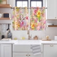 thumbnail image 2 of Spring Floral Kitchen Curtains Short 45 Inch Length, Elegant Watercolor Botanical Summer Flower Grommet Top Bedroom Living Room Curtains, Light Filtering Cafe Curtain Drapes 2 Panels Set 84''x45'', 2 of 9