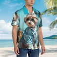 thumbnail image 3 of Honeii Stylish Dog in Denim Outfit Print Men’s Hawaiian Shirt,Classic Button-Down Short Sleeve Shirt, for Beach, Vacation, and Outdoor Activities,Small, 3 of 7