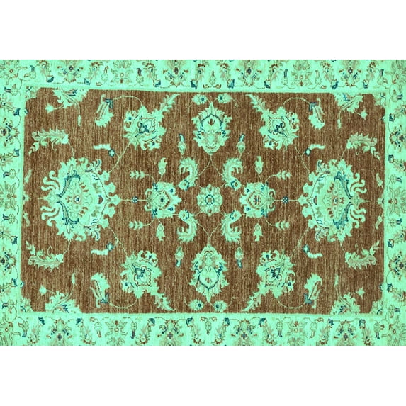 Ahgly Company Indoor Rectangle Oriental Turquoise Blue Traditional Area Rugs, 8' x 12'
