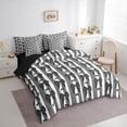 thumbnail image 3 of Homewish Black Bowknot 7pcs Bedding Comforter Set for Female Men Teens,Polka Dots Queen Bedding Sets Super Cozy,Geometric Stripes Queen Sheet Sets,Lightweight Room Decor,Reversible, 3 of 8