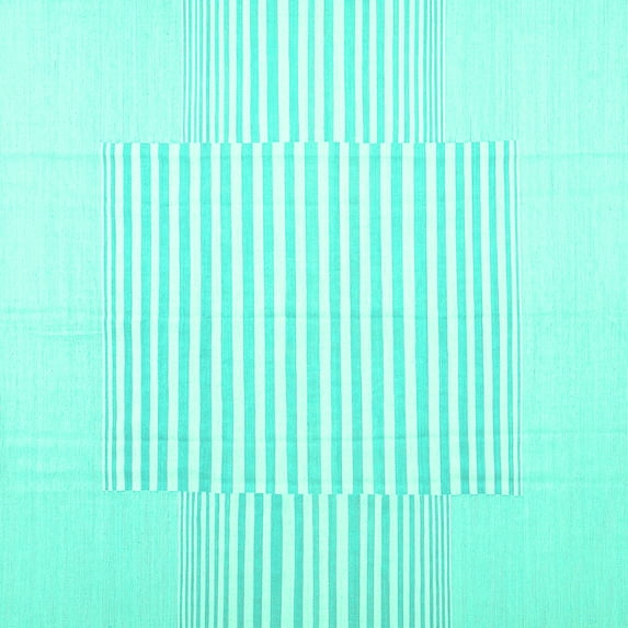 Ahgly Company Indoor Square Solid Turquoise Blue Modern Area Rugs, 7' Square