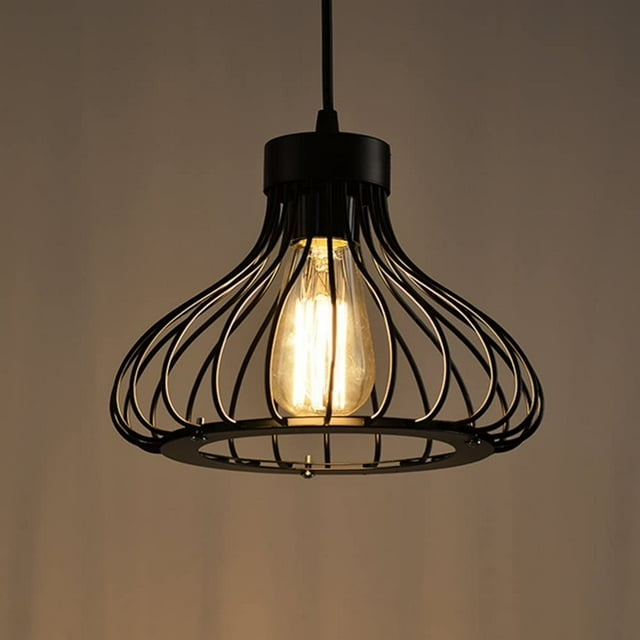 Jaula de luces colgantes de metal vintage industrial Lámpara de techo retro negra Lámpara de techo de techo vintage Lámpara colgante Jaula de luz Suspensión antigua Lámpara oso de fresa Electrónica