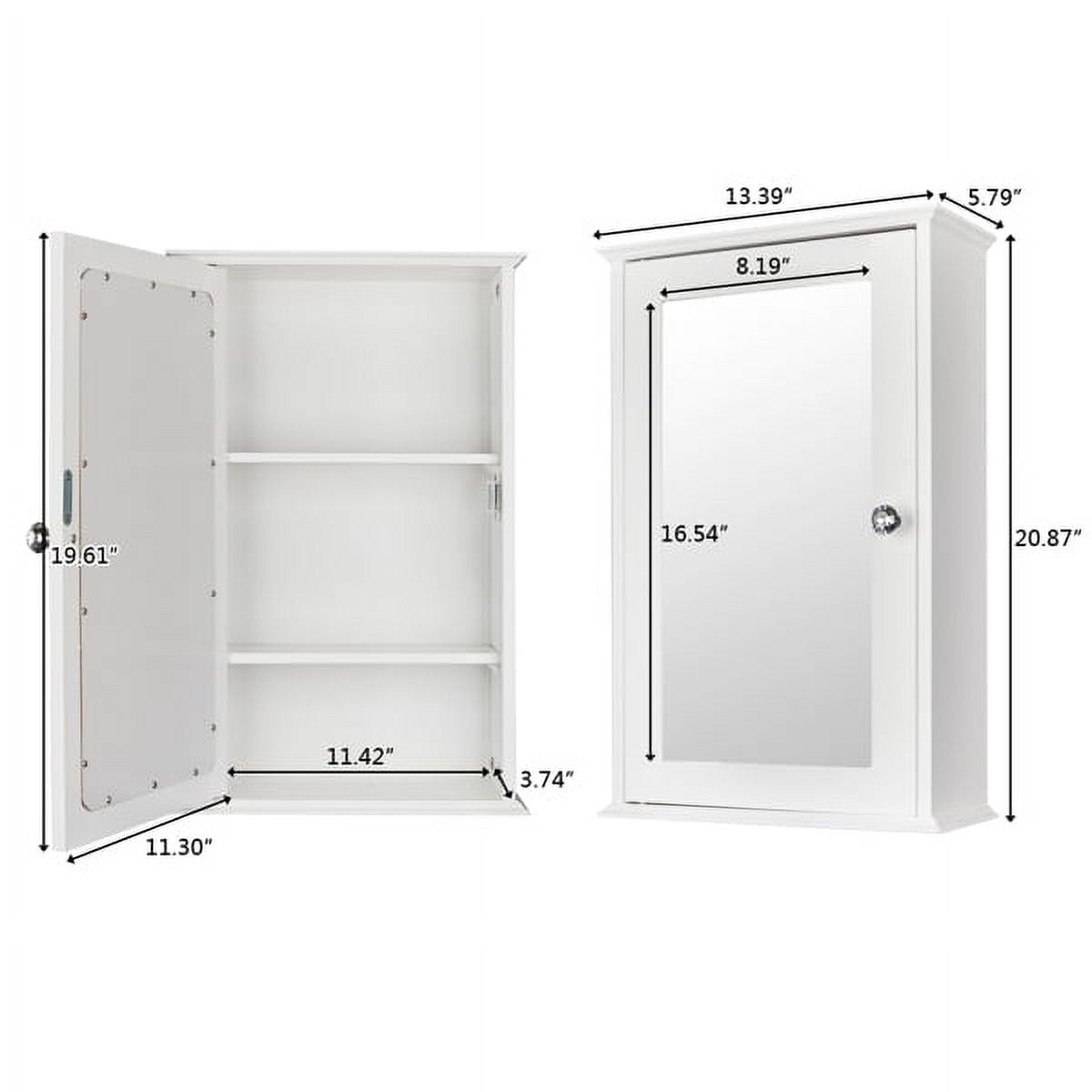 COTINSE White Bathroom Wall Cabinet with Mirror Door, Small Medicine Cabinet & Wall-Mounted Storage Organizer for Skincare & Toiletries