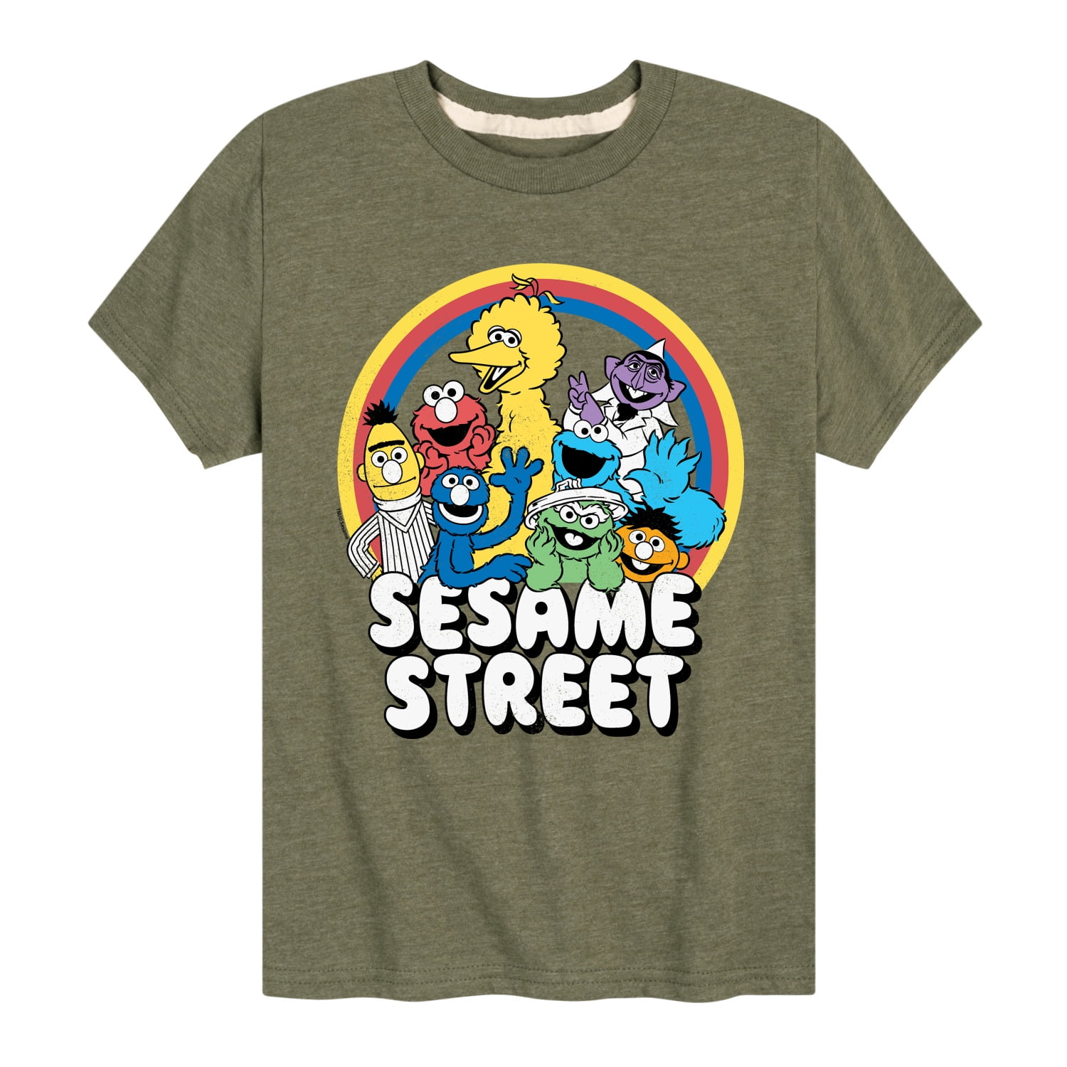 Sesame Street - Sesame Group Rainbow - Toddler and Youth Short Sleeve Graphic T-Shirt