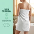 thumbnail image 5 of Unique Bargains Soft Striped Highly Absorbent Coral Fleece Bath Towel Light Grey 55" x 28", 5 of 8