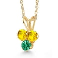 thumbnail image 2 of Gem Stone King 14K Yellow Gold Yellow Sapphire and Green Zirconia 3-Stone Pendant Necklace for Women (0.38 Cttw, Gemstone September Birthstone, Round 3MM, 18 inch Chain), 2 of 4