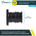 thumbnail image 2 of SharkBite 1/2 Inch Poly Expansion Plug for PEX-A Pipe, Pack of 5, Plastic Plumbing Fittings, End Plug for PEX-A Tubing, UA514A5, 2 of 7
