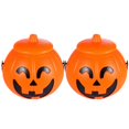 thumbnail image 1 of Pumpkin Plastic Bucket Halloween Decorations For Haunted Houses Lighting And Storage 2Set, 1 of 5