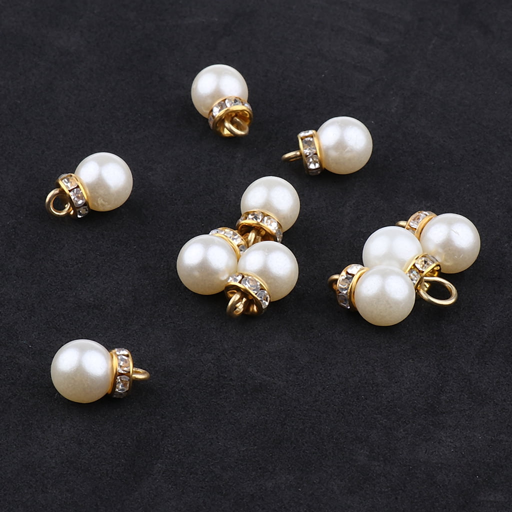 10x Pearl Rhinestone Charms Pendants for Jewelry Making Fashion Jewelry 10mm 