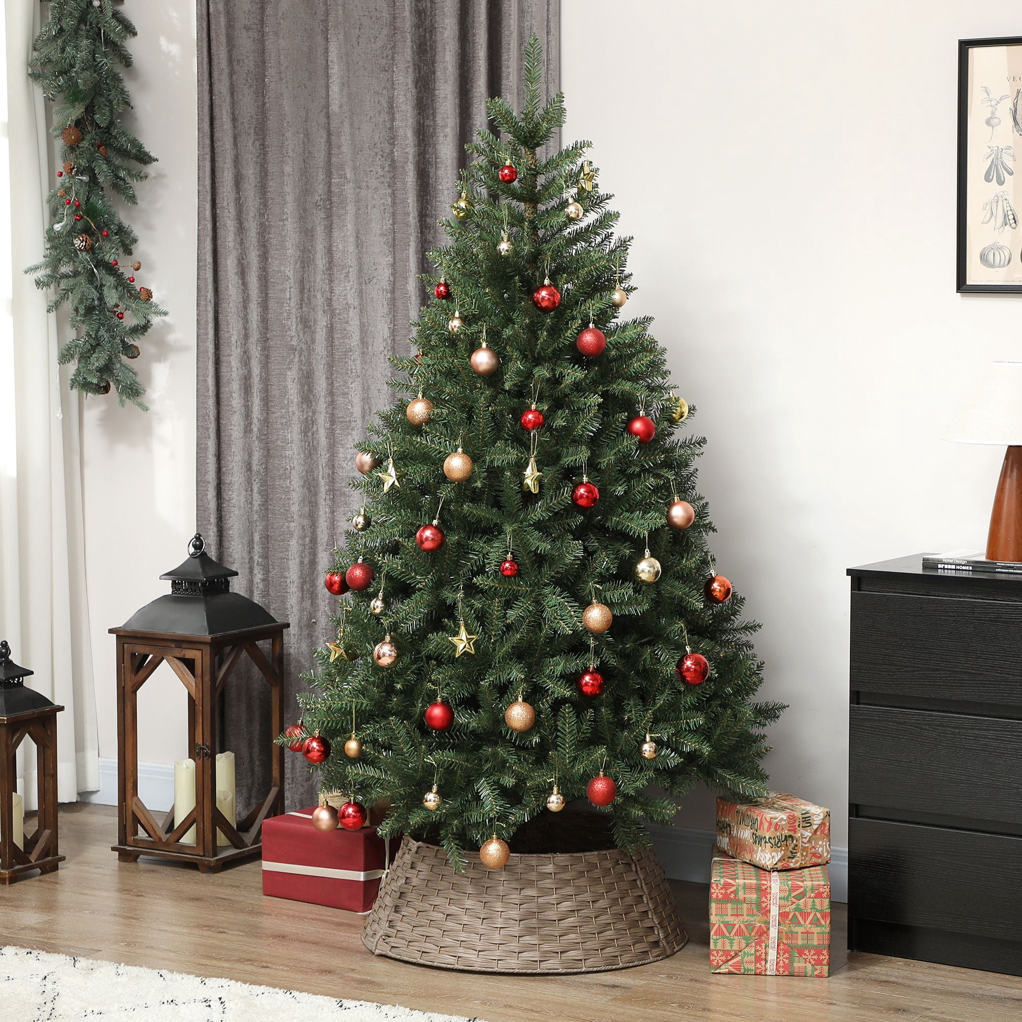 Woven Christmas Tree Collar, Rustic Plastic Tree Skirt Alternative with Metal Wire Support, 26.8 in Diameter, Hides Tree Stand and Protects Pets, for Holiday Home Decoration
