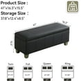 thumbnail image 3 of 41" Faux Leather Storage Ottoman, Stitch Tufted Rectangle Upholstered End of Bed Storage , Entryway Large Couch Ottoman with Wooden Legs, Dark Black, 3 of 7