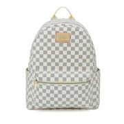 Miss Checker Checkered Backpack Fashion Classic Large Backpack for College Students Travel bag White