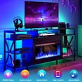thumbnail image 5 of TC-HOMENY LED TV Stand with 27.5" Electric Fireplace, Space Heater for Indoor Entertainment w/ Remote Control & LED Strip Lights, Center Storage Cabinet for TV Up to 70", Fit Meeting Room, Black, 5 of 13