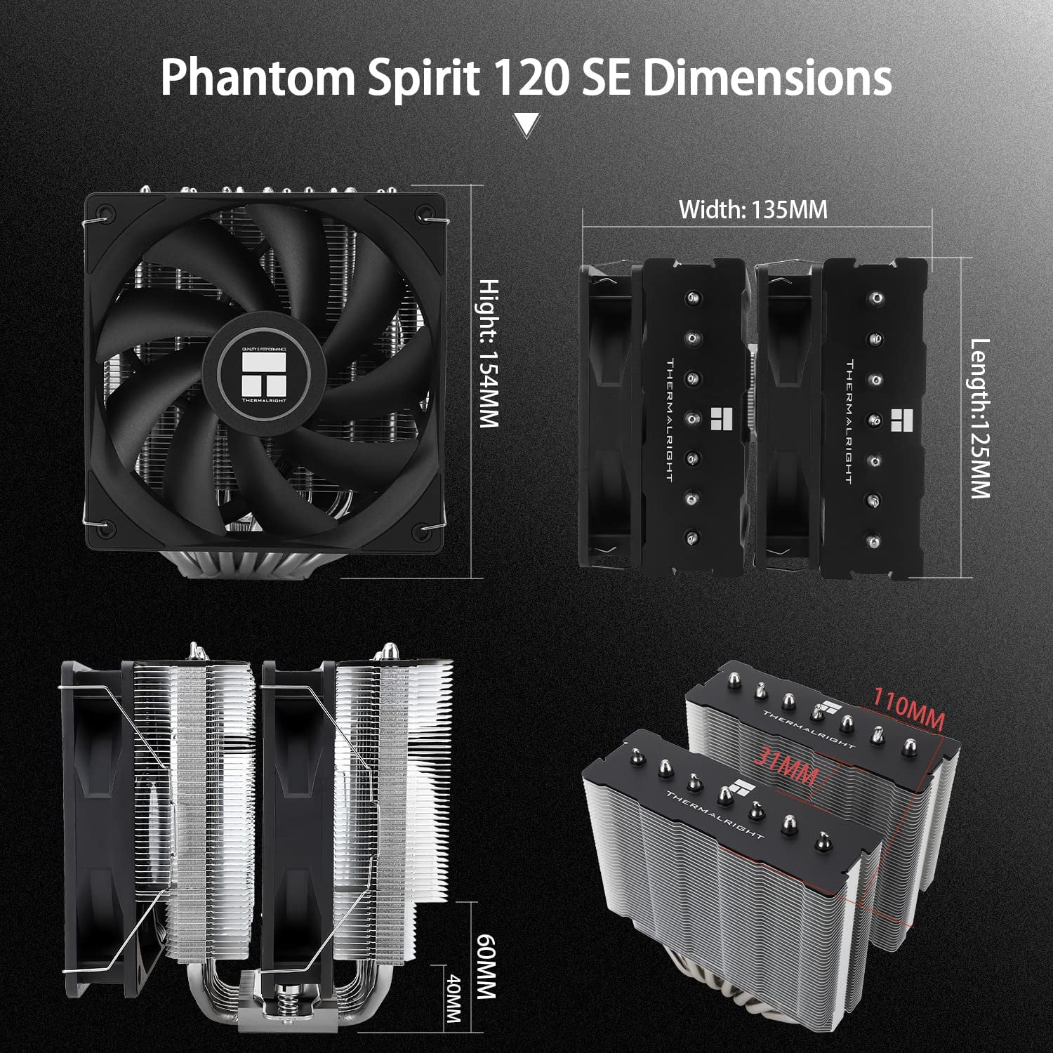 THERMALRIGHT PHANTOM CPU Air Cooler Dual 120mm PWM Fans 7 Heat Pipes
