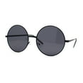 thumbnail image 2 of Classic Iconic Hippie Large Circle Lens Round Metal Sunglasses All Black, 2 of 4