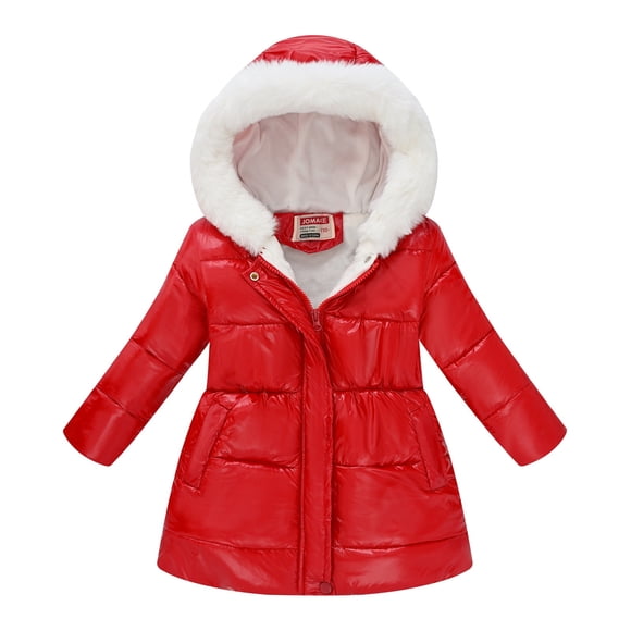 Boys Winter Coat Girls Winter Coats Waist Long Collar Hooded Jacket Coat Winter Outerwear Kids