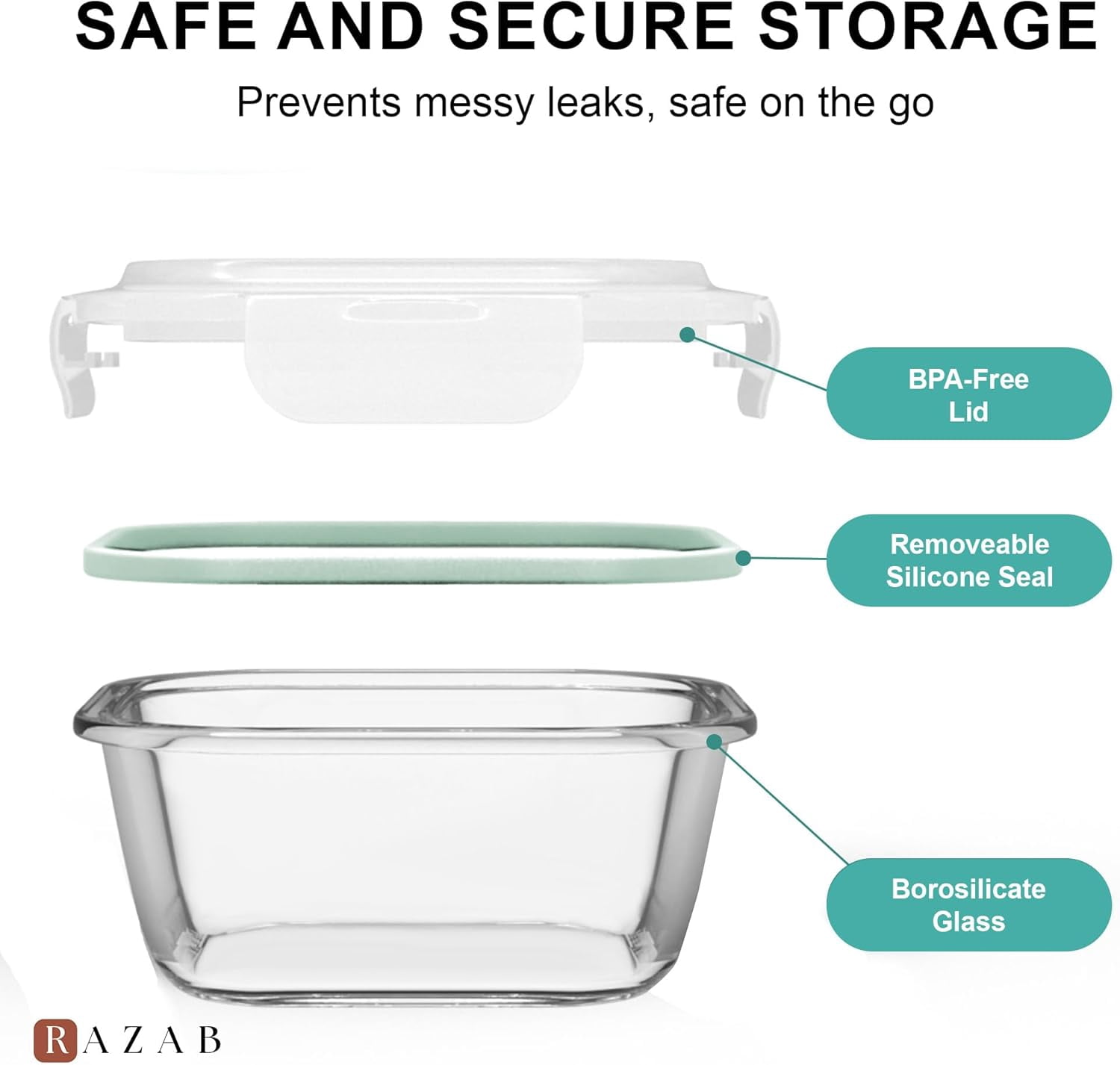 6 PC Square Glass Food Storage Containers with Airtight lids (74, 40 & 27 oz) Kitchen Glass Meal Prep Containers Set for Freezer Reusable Leftover Lunch Boxes, Oven, Microwave, Dishwasher Safe