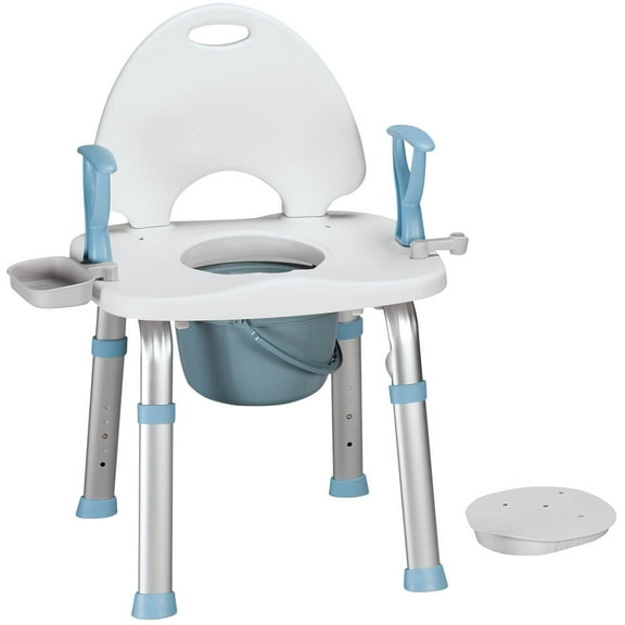 LivingSURE 2 in 1 Shower Chair and Commode - Supports Up To 450 Pounds, Measures 21" W by 31 1/2" H, 17 1/2" Between Arms