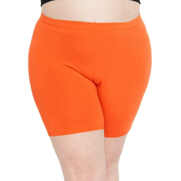 Stretch Is Comfort Women's Plus Size Cotton Biker Shorts Orange 5X