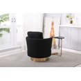 thumbnail image 3 of Swivel Accent Chair, 360 Degree Round Swivel Barrel Chair for Living Room, Modern Upholstered Accent Armchair with Gold Base, Teddy Single Sofa Chair for Bedroom, Office, Nursery, (Black), 3 of 9