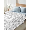 thumbnail image 4 of Grey Spring Floral Queen Size Flat Sheet, Wrinkleproof & Fadeproof Cooling Flat Bed Sheet Only, Elegant Watercolor Summer Botanical Breathable Soft Bedding Top Sheets 90 x 102 Inches, 4 of 8