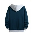 thumbnail image 4 of Mens Hoodies Pullover Autumn Winter Long Sleeve Color Blocke Pocket Patchwork Fall Clothes Tops Hooded Sweatshirts Navy M, 4 of 4