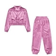thumbnail image 5 of LiiYii Boys Girls Metallic Jazz Hip-Hop Dance Clothes Jacket with Pants Set Dance Show Costume Streetwear Pink 8, 5 of 6