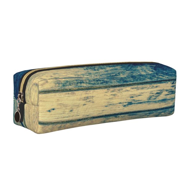 Disketp Retro Wooden Estuche de Lápices de Cuero con Cierre, Estuche Compacto para Papelería, Bolígrafos y Accesorios Pequeños