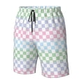 thumbnail image 4 of Logiee Colorful Checkerboard Print Mens Swim Trunks Quick Dry Board Shorts,Breathable Hawaii Beach Shorts Swimwear Bathing Suits-3X-Large, 4 of 6