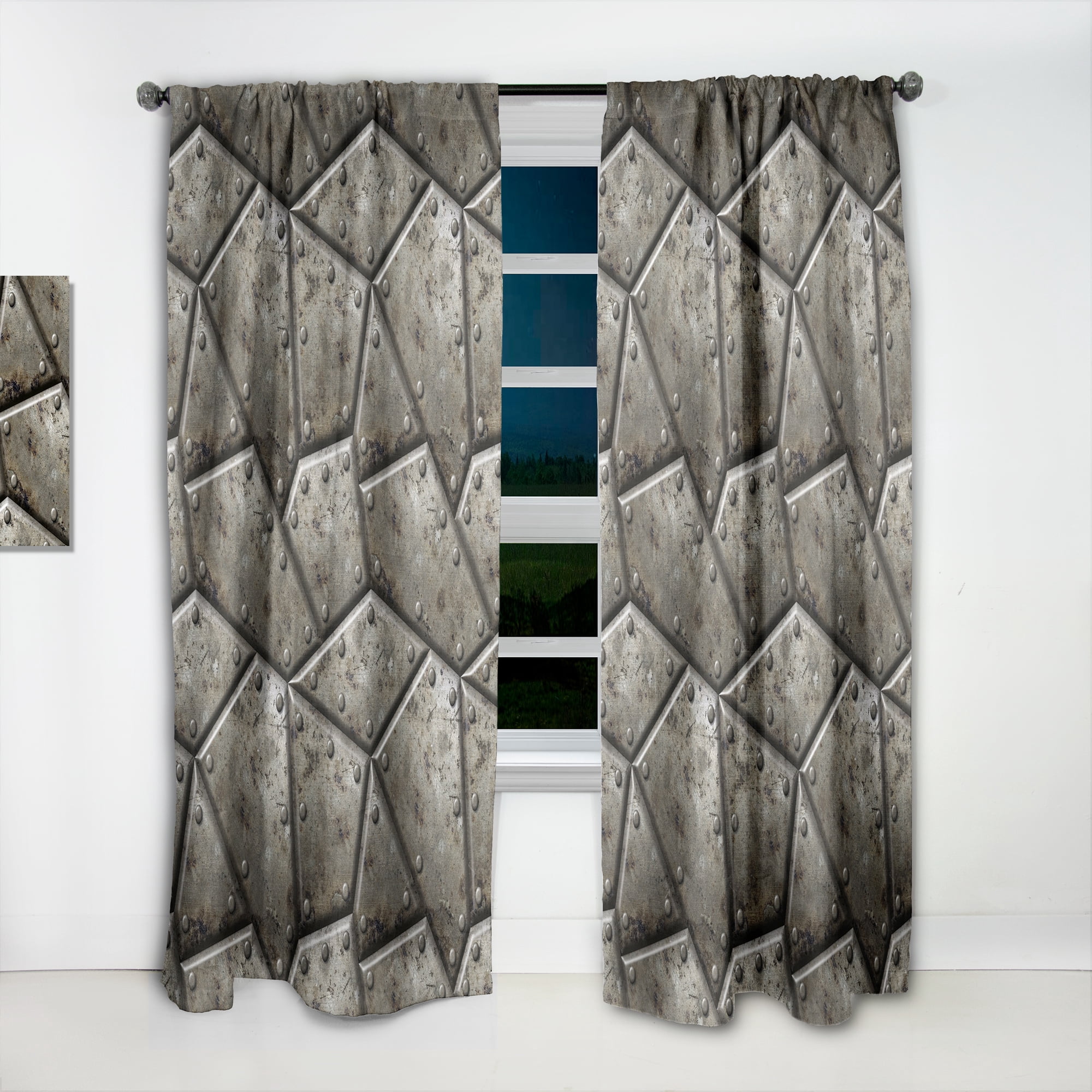 Designart 'Armor Metal Texture' Bohemian & Eclectic Curtain Panel