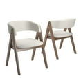 thumbnail image 2 of Weston Home Saare  Modern White Boucle Wood Dining Chairs, Dark Walnut Finish (Set of 2), 2 of 8