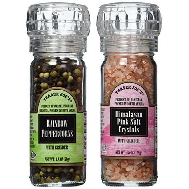 Trader Joe's Gourmet Set with Grinder Tops Rainbow Peppercorns/Pink
