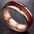 thumbnail image 2 of 8mm Hawaiian Koa Wood Tungsten Carbide Ring Rose Gold Wedding Band for Men, 2 of 5