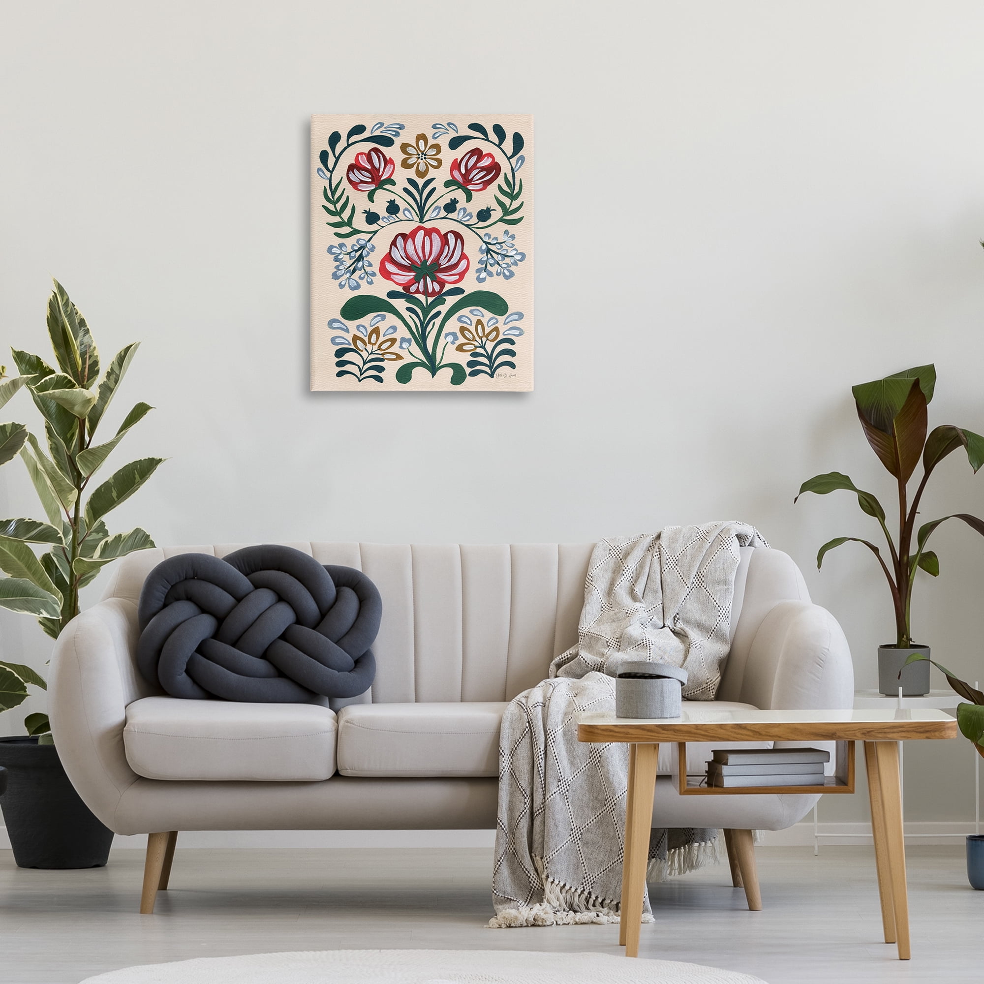 Stupell Industries Boho Folk Florals Botanical & Floral Painting Gallery Wrapped Canvas Art Print Wall Art, 24 x 30