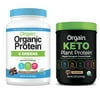 Orgain - Organic Vegan, Gluten Free Plant Based Protein & Greens Powder - Creamy Chocolate Fudge (1.94 LB) + Keto Protein Powder - Chocolate (0.97 LB)