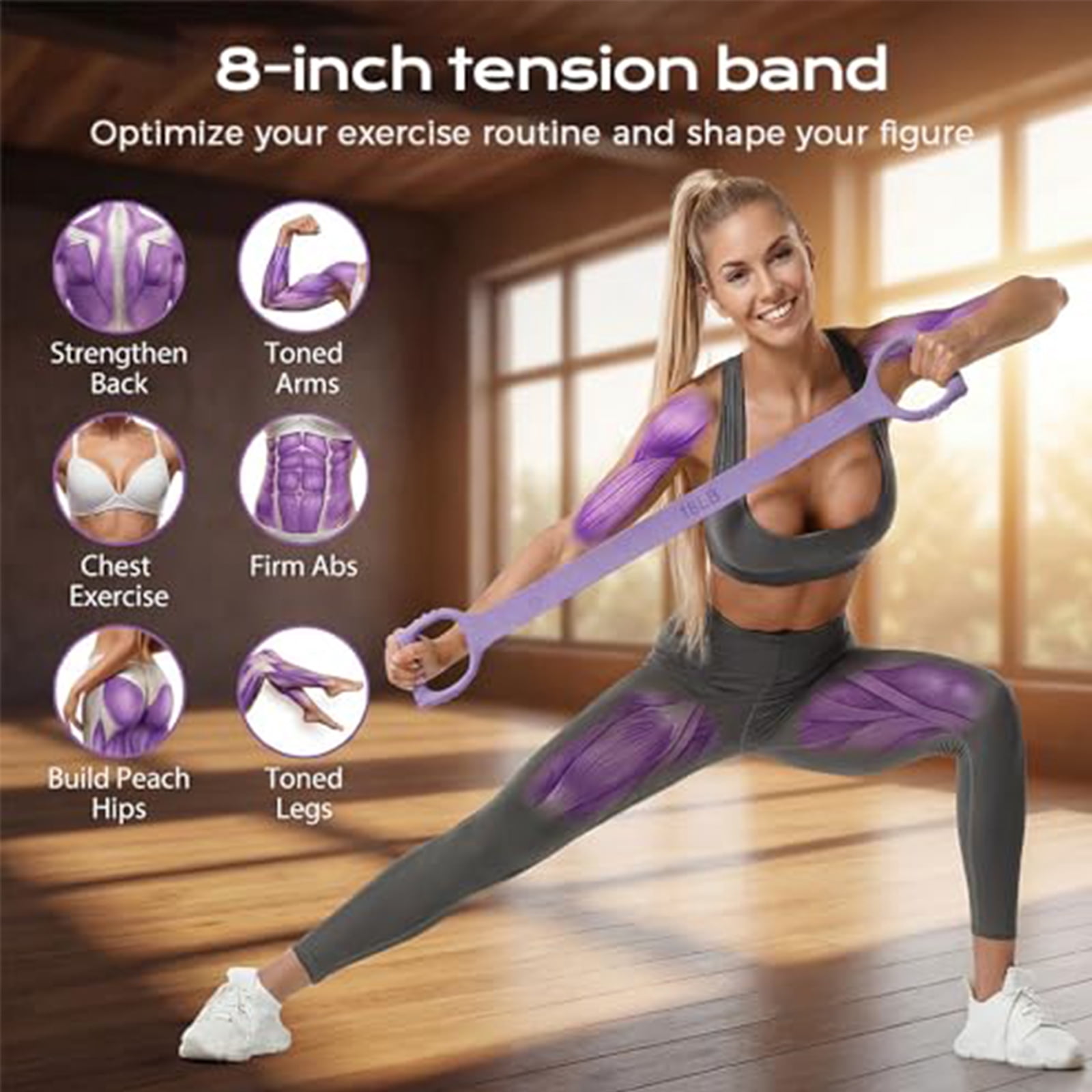 Figure 8 Resistance Band with Handles, 2026 New Resistance Band with Handles for Exercise, Flex Sculpt Band for Women Arms Shoulder Back Legs Stretching Pilates Yoga