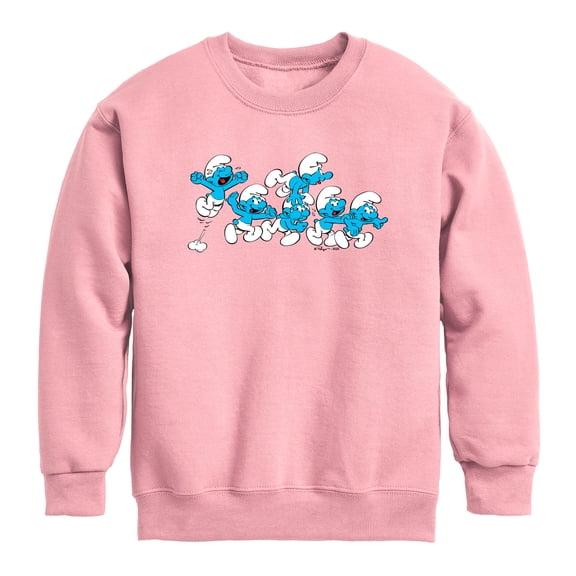 Smurfs - Happy Group - Youth Boys Crew Fleece Sweatshirt