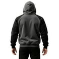 thumbnail image 4 of Havenx Mens Contrast Color Pullover Long Sleeve Patchwork Hoodies Color Block Hooded Sweaters Fleece Thermal Western Casual Work Soft Outwear with Kangaroo Pocket,Gray M, 4 of 4