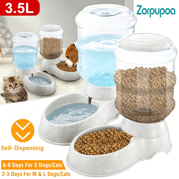 Zorpupoa 1pc 3.5L Large Capacity Self-Dispensing Gravity Pet Water Feeder, Food-Grade, Easy Clean for Cats Dogs, Indoor Home