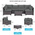 thumbnail image 6 of Gotland Patio Furniture Set 7Pcs Outdoor Sectional Rattan Sofa Set Brown Wicker Grey Cushion,1 Table, 6 of 6